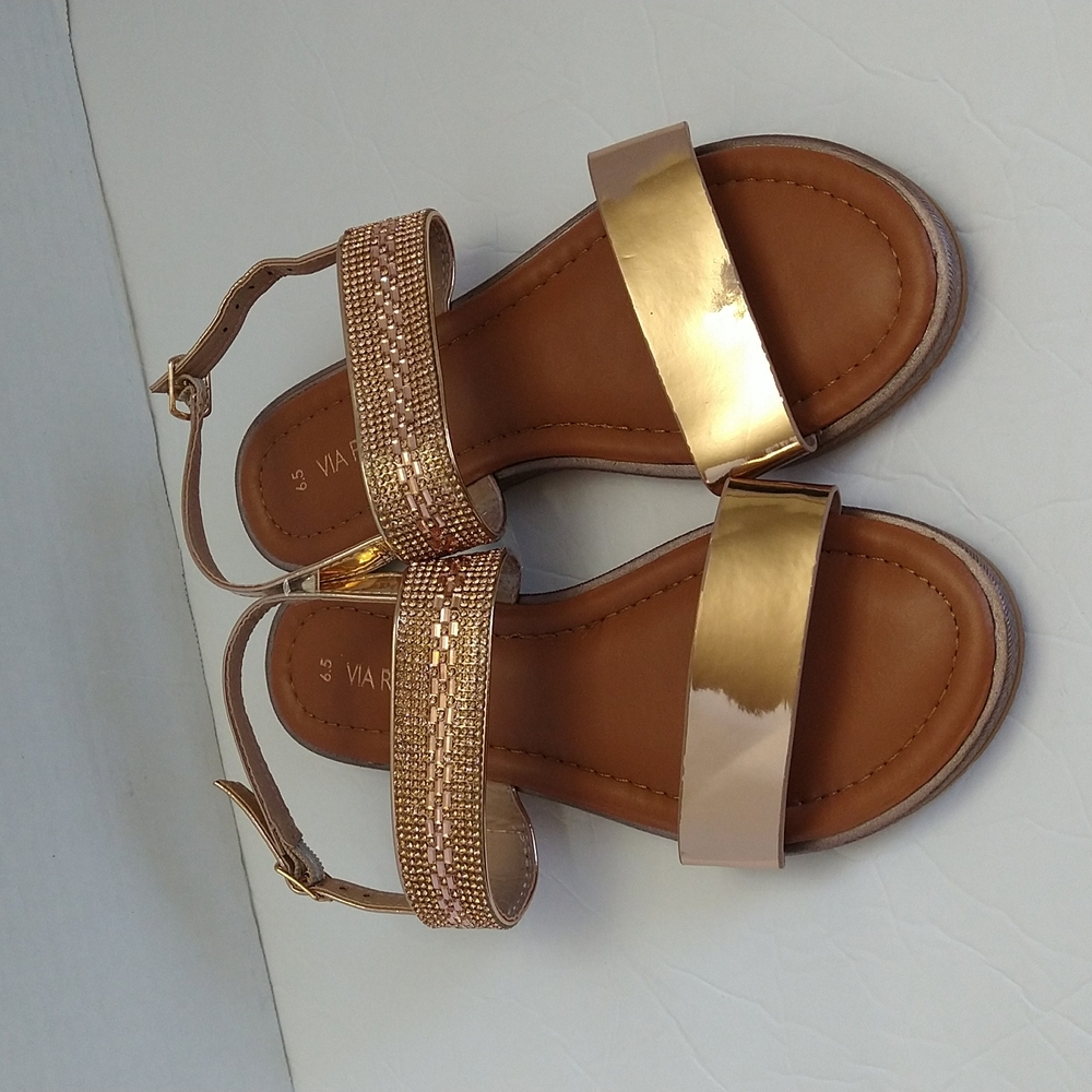 Rose gold strap flats sandals size 6.5.